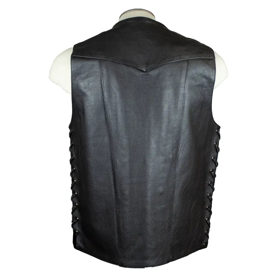 Open Road Men's 10 Pocket Leather Vest