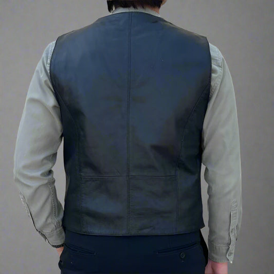 BOB Sheep Leather Vest. Snap Closure & Front Pockets
