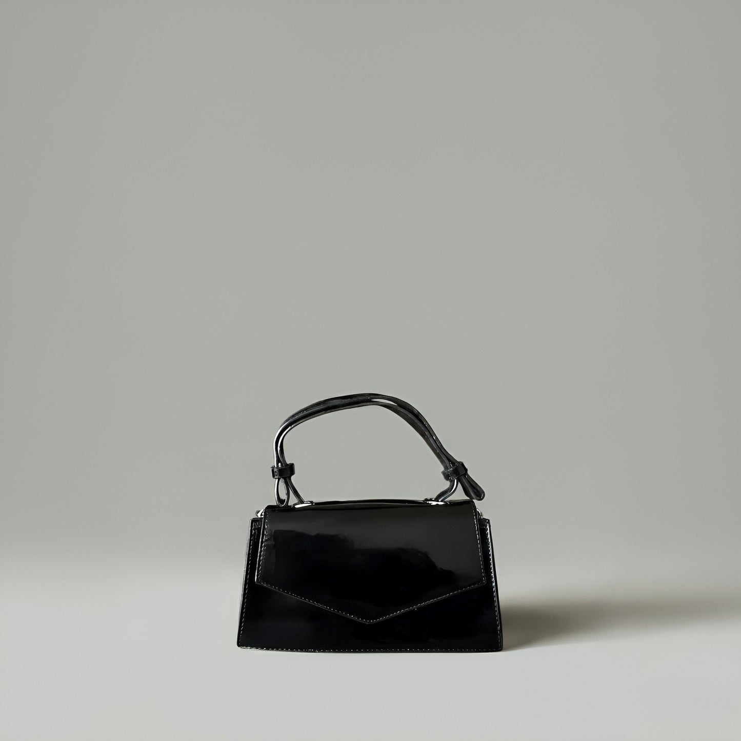 CHERRY - Glossy Chic Mini Leather Crossbody Bag - Cherry Red & Black