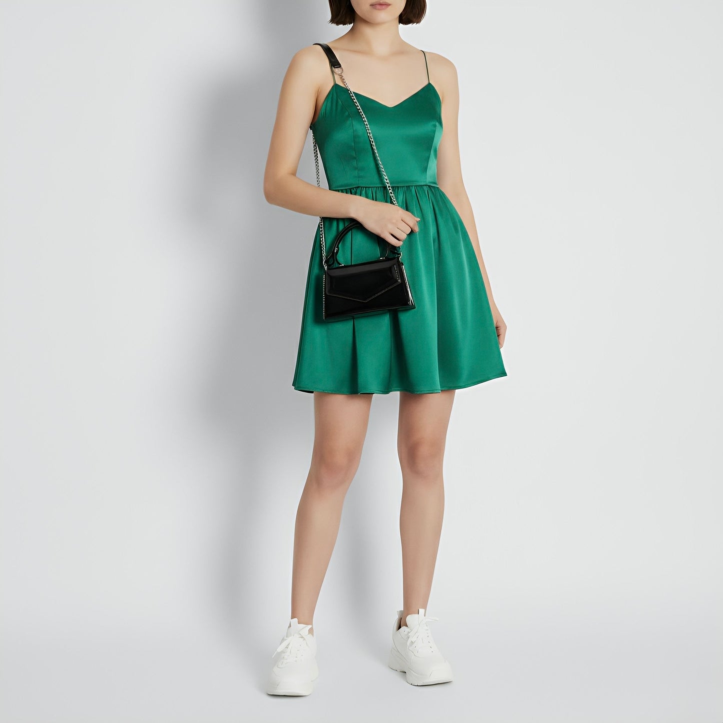 CHERRY - Glossy Chic Mini Leather Crossbody Bag - Cherry Red & Black