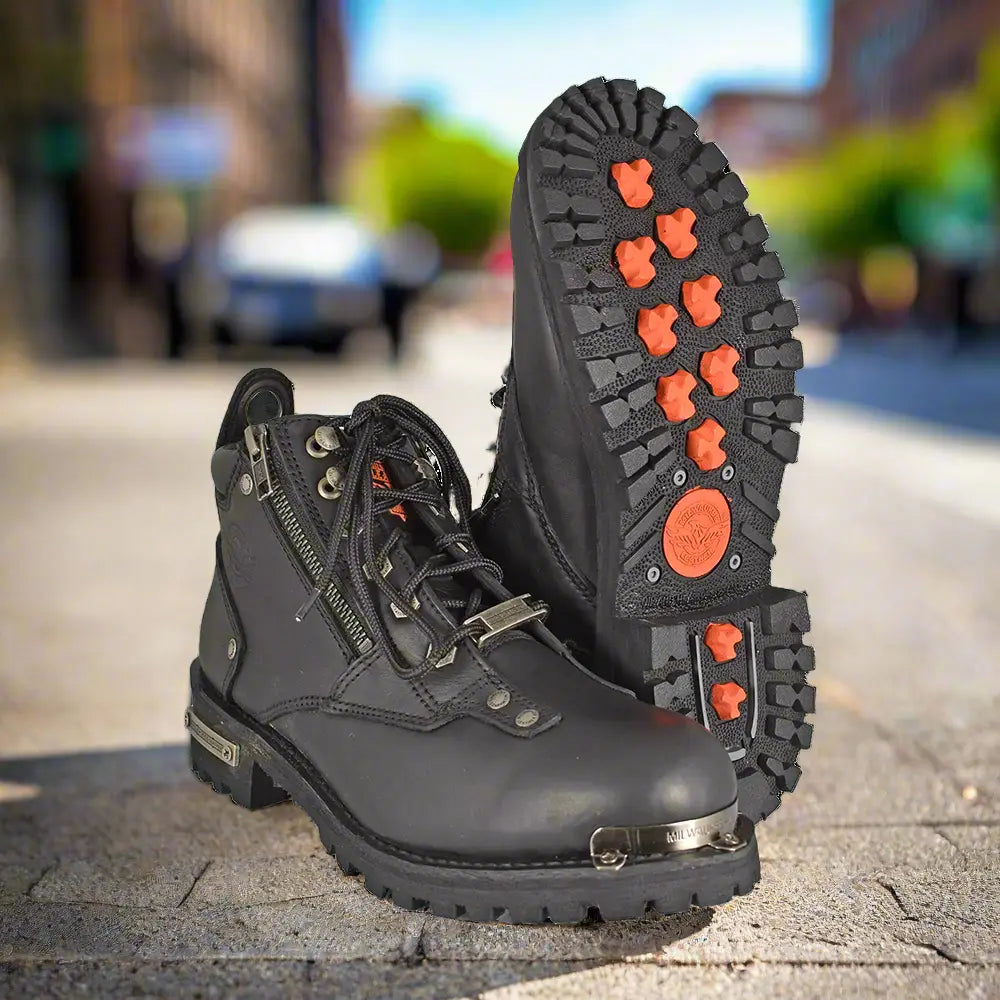 Milwaukee Leather Women's Double Zip Motorcycle Boots