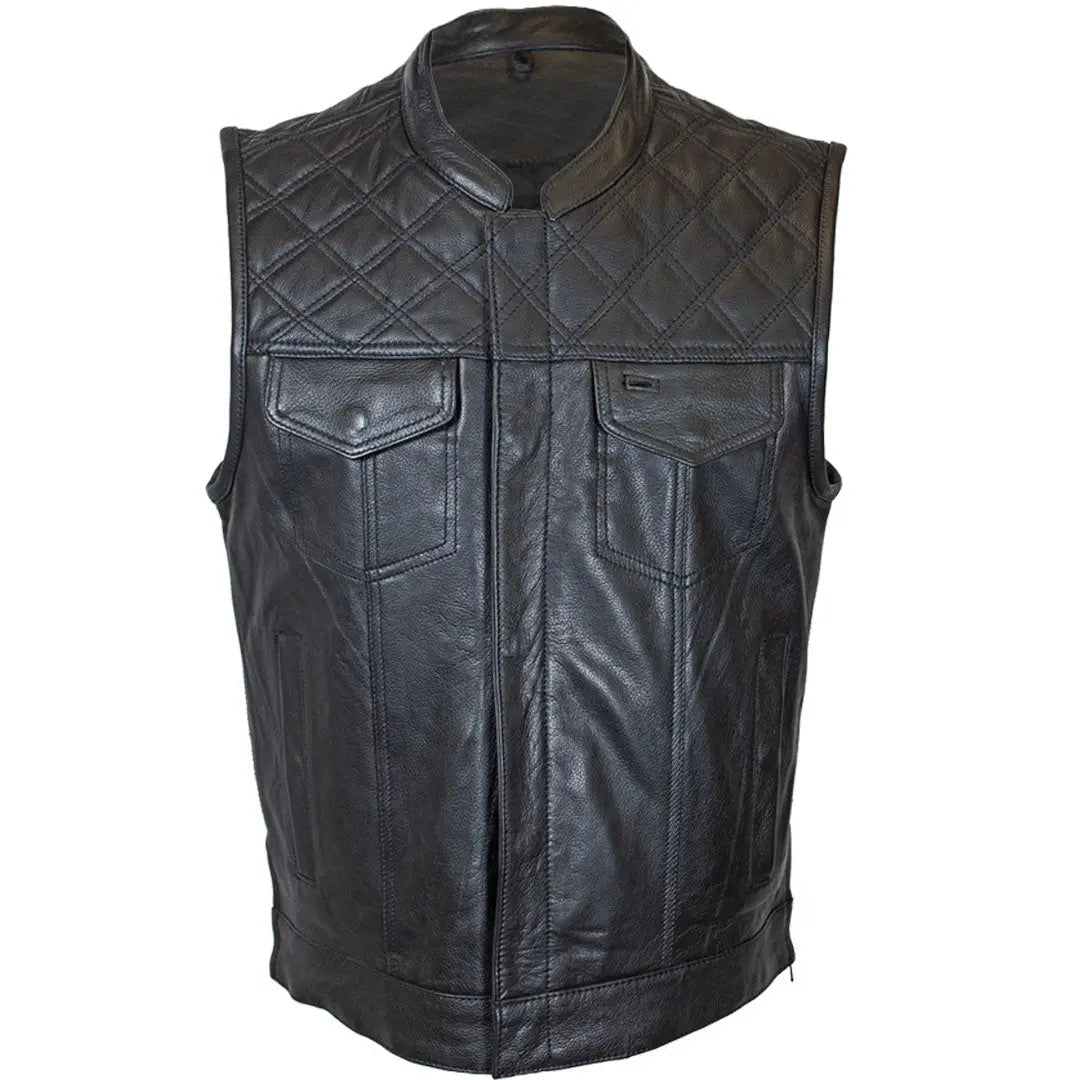 Open Road DEZ Upside Leather with Black Stitched Diamonds Vest