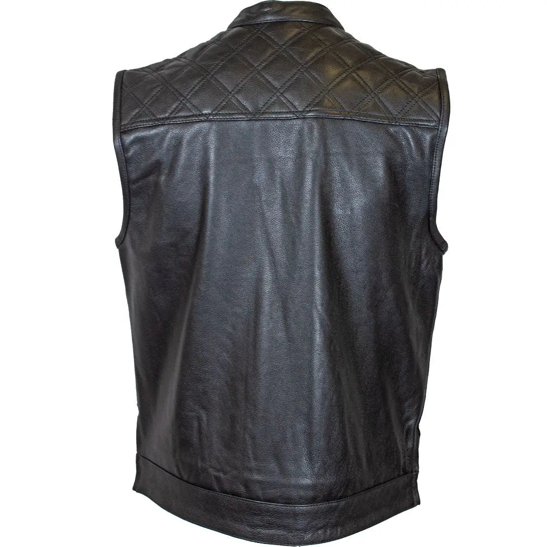 Open Road DEZ Upside Leather with Black Stitched Diamonds Vest
