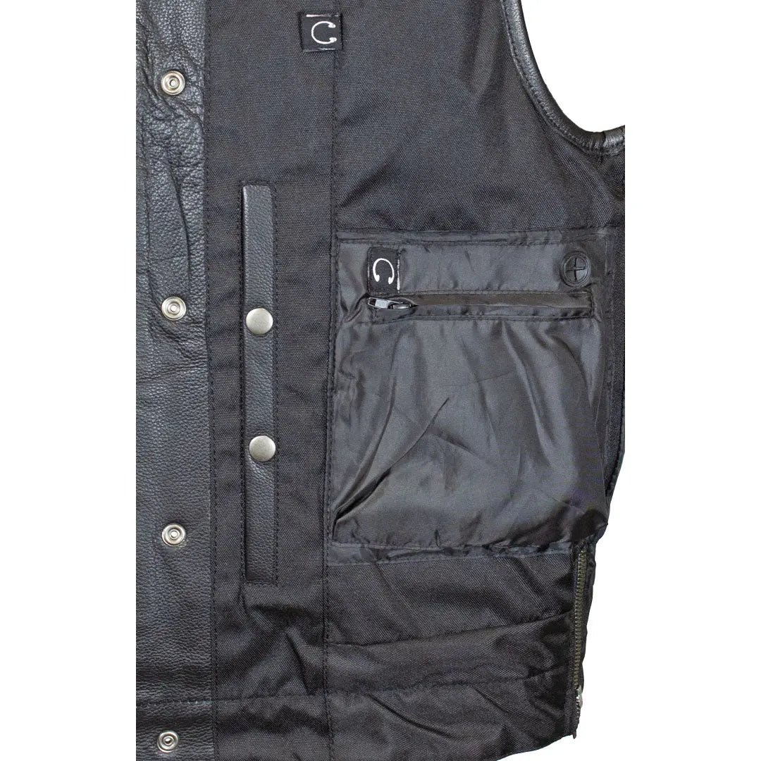 Open Road DEZ Upside Leather with Black Stitched Diamonds Vest