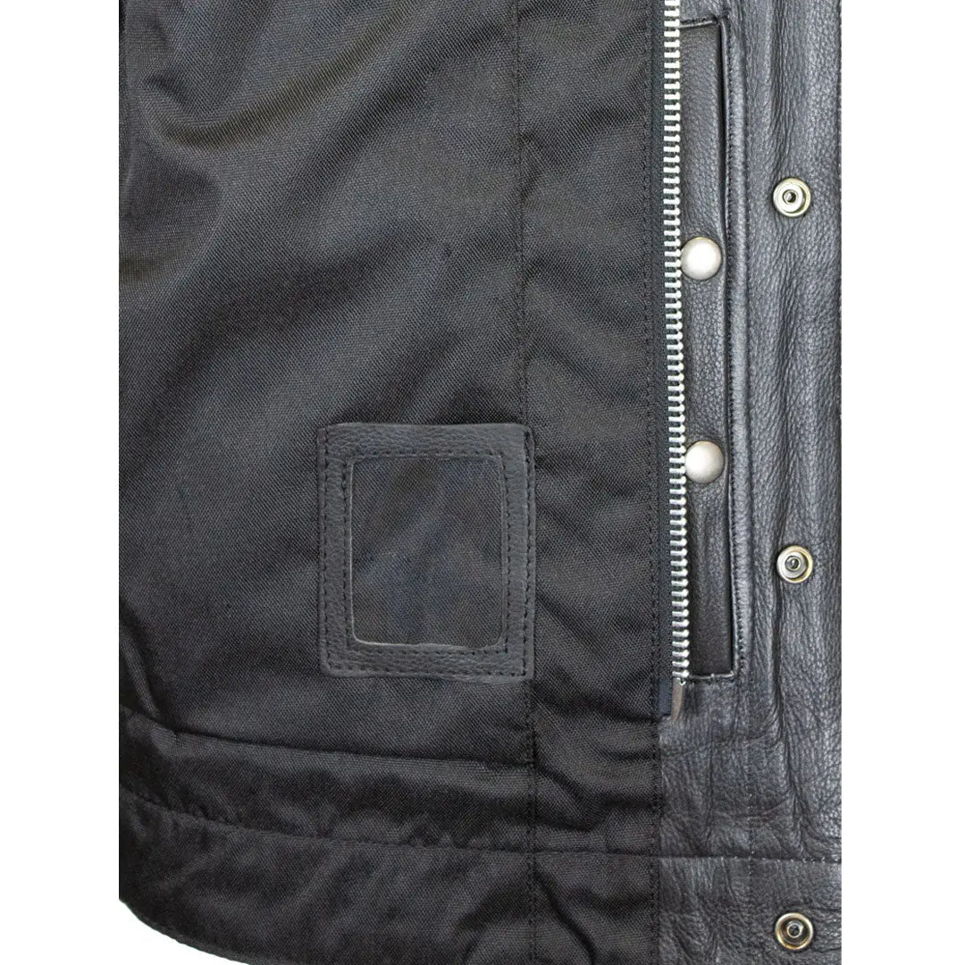 Open Road DEZ Upside Leather with Black Stitched Diamonds Vest