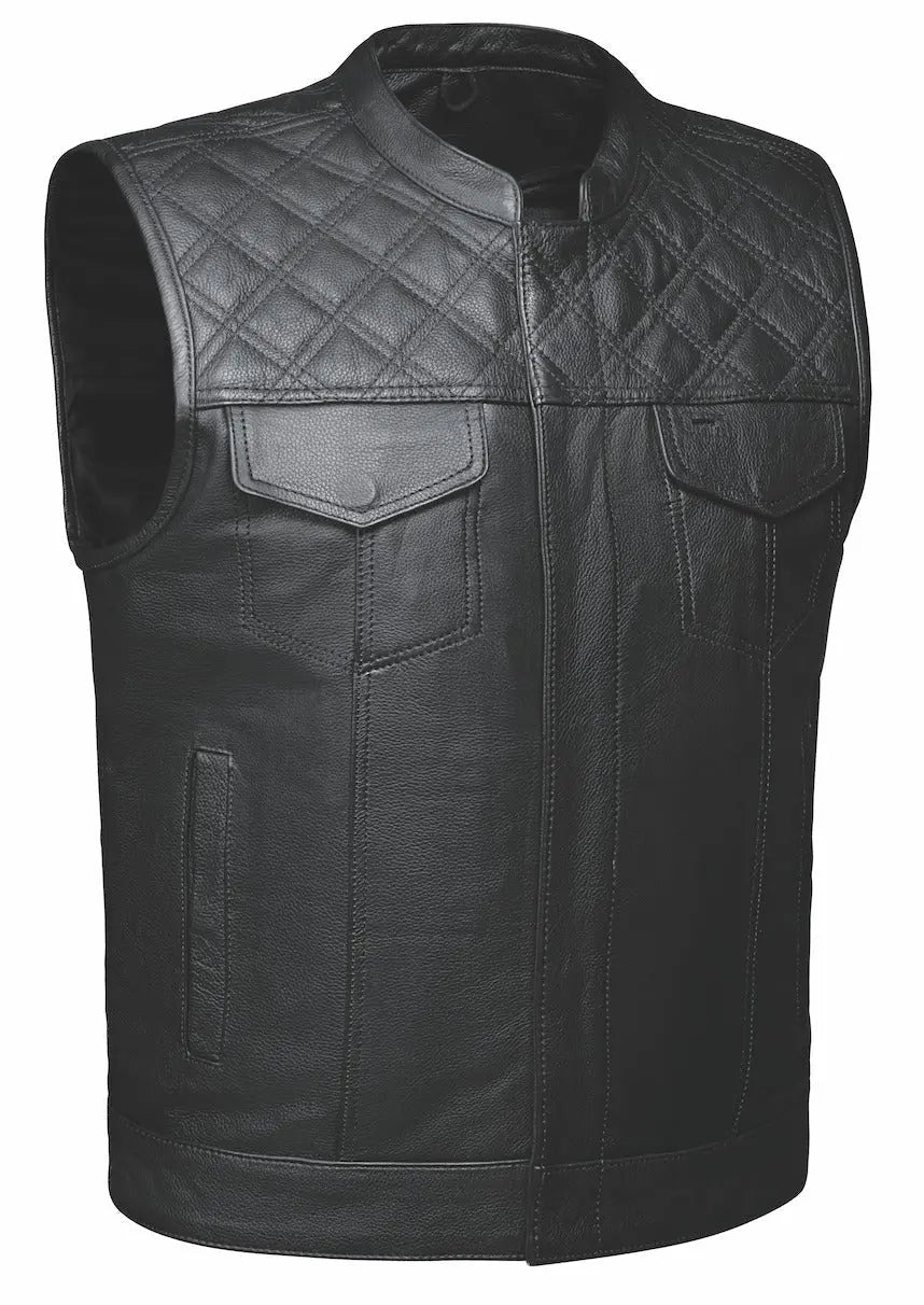 Open Road DEZ Upside Leather with Black Stitched Diamonds Vest