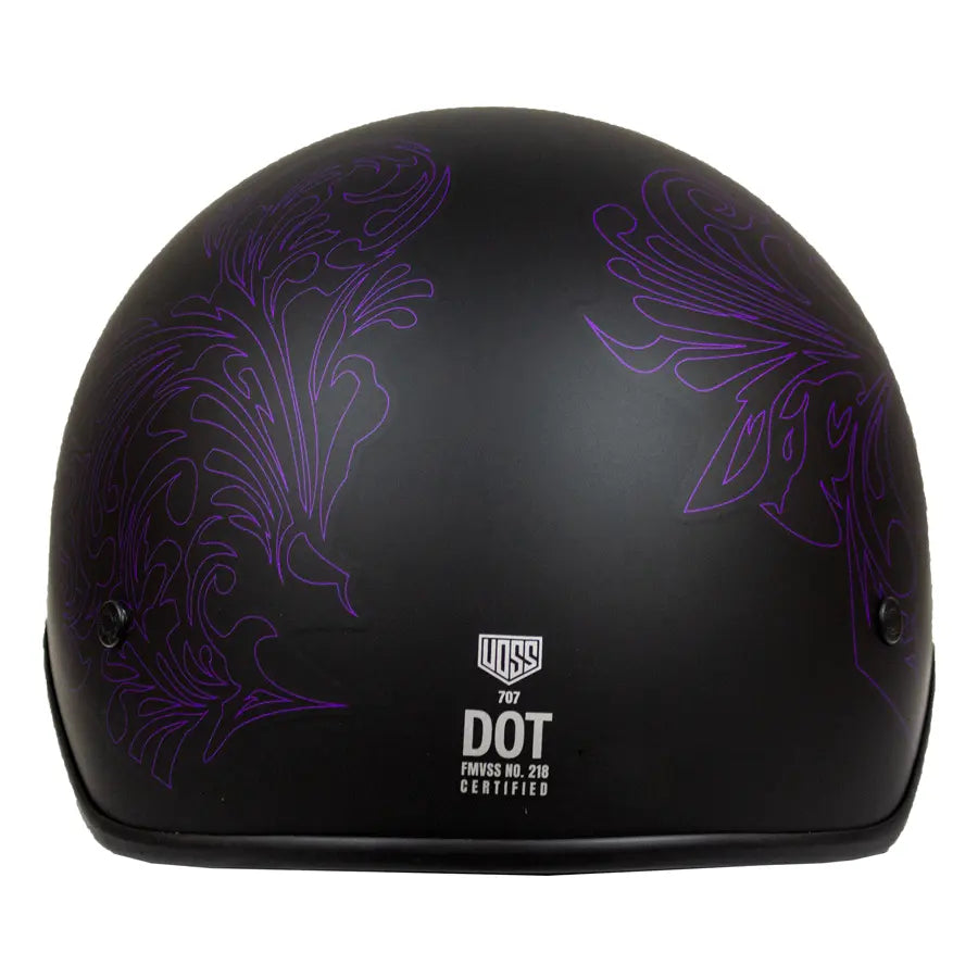 VOSS 707FRP BOTB Purple Paisley Half Helmet with Peak