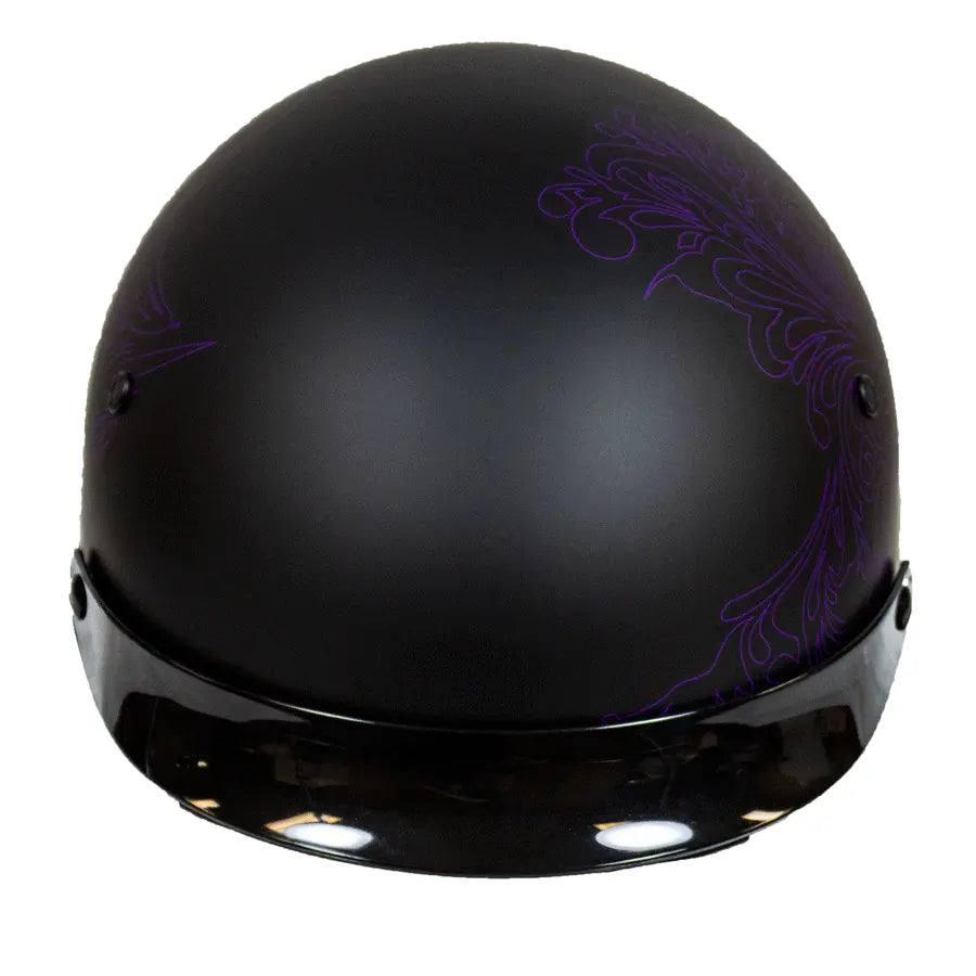 VOSS 707FRP BOTB Purple Paisley Half Helmet with Peak