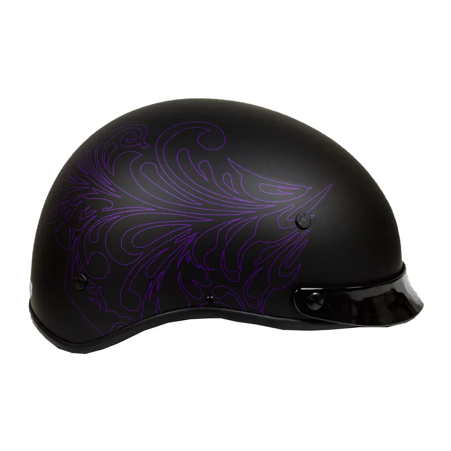 VOSS 707FRP BOTB Purple Paisley Half Helmet with Peak